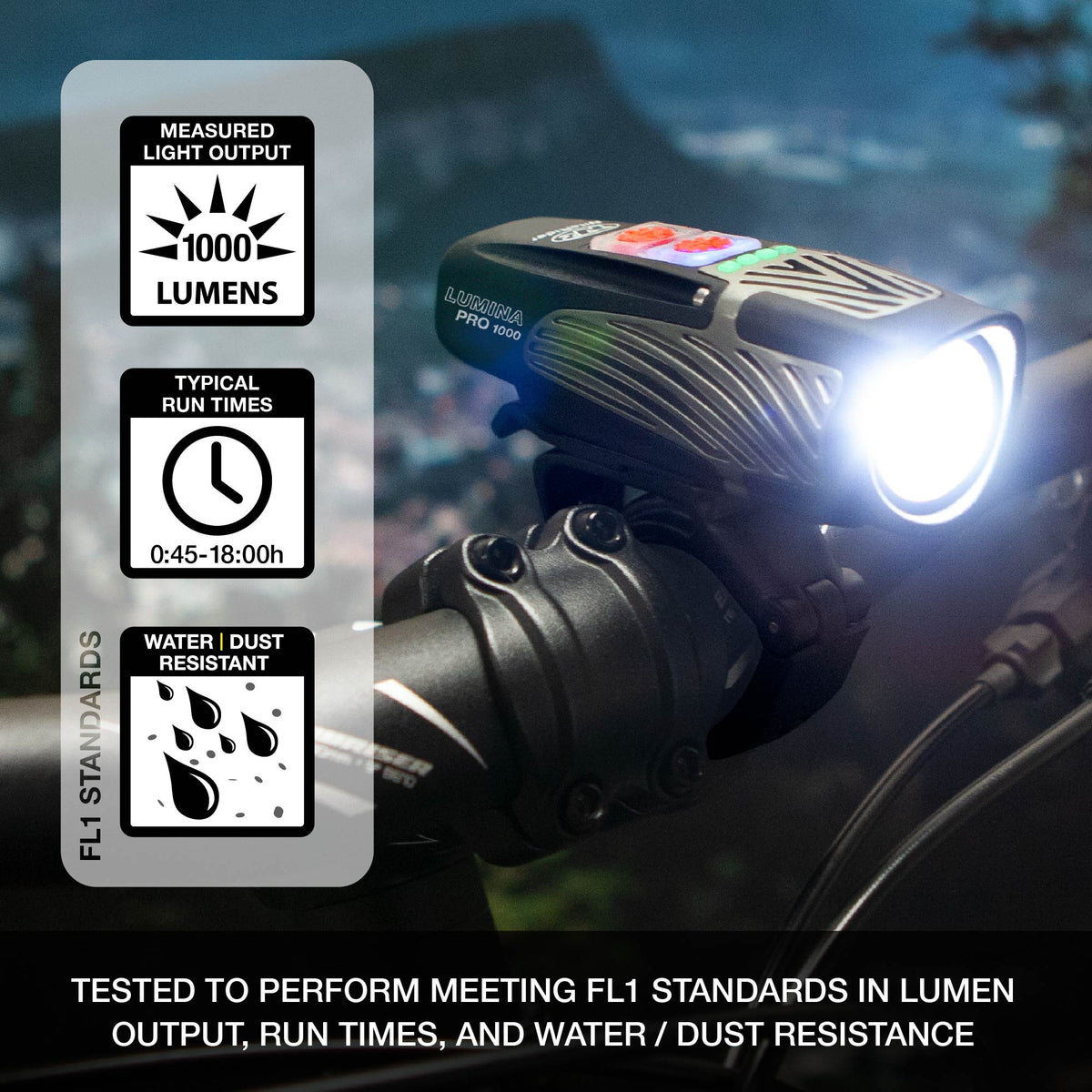 Lumina Pro 1000 and Vmax 150 Bike Light Set Combo NiteRider Technical Lighting