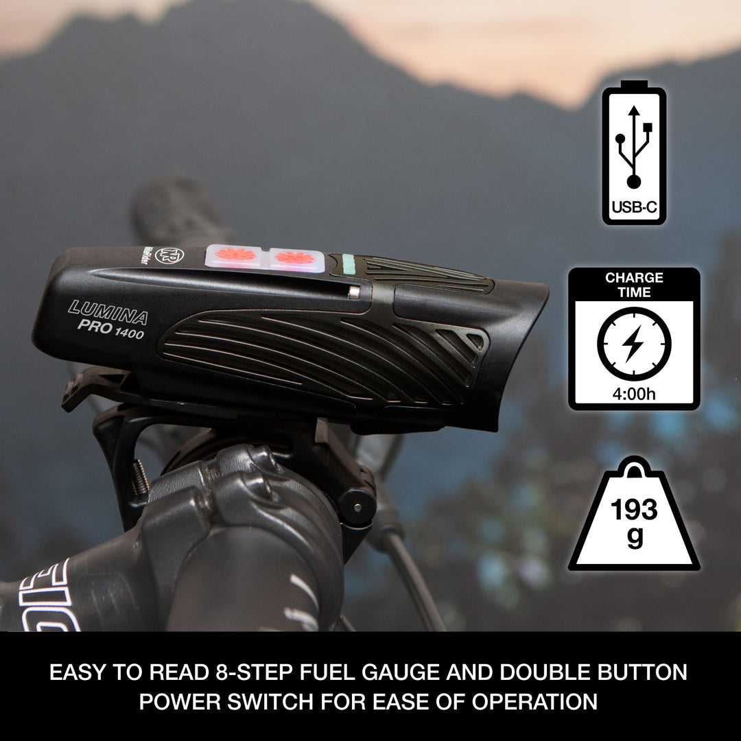 Lumina™ Pro 1400 Front Bike Light – USB‑C, 1400 Lumens Brightness