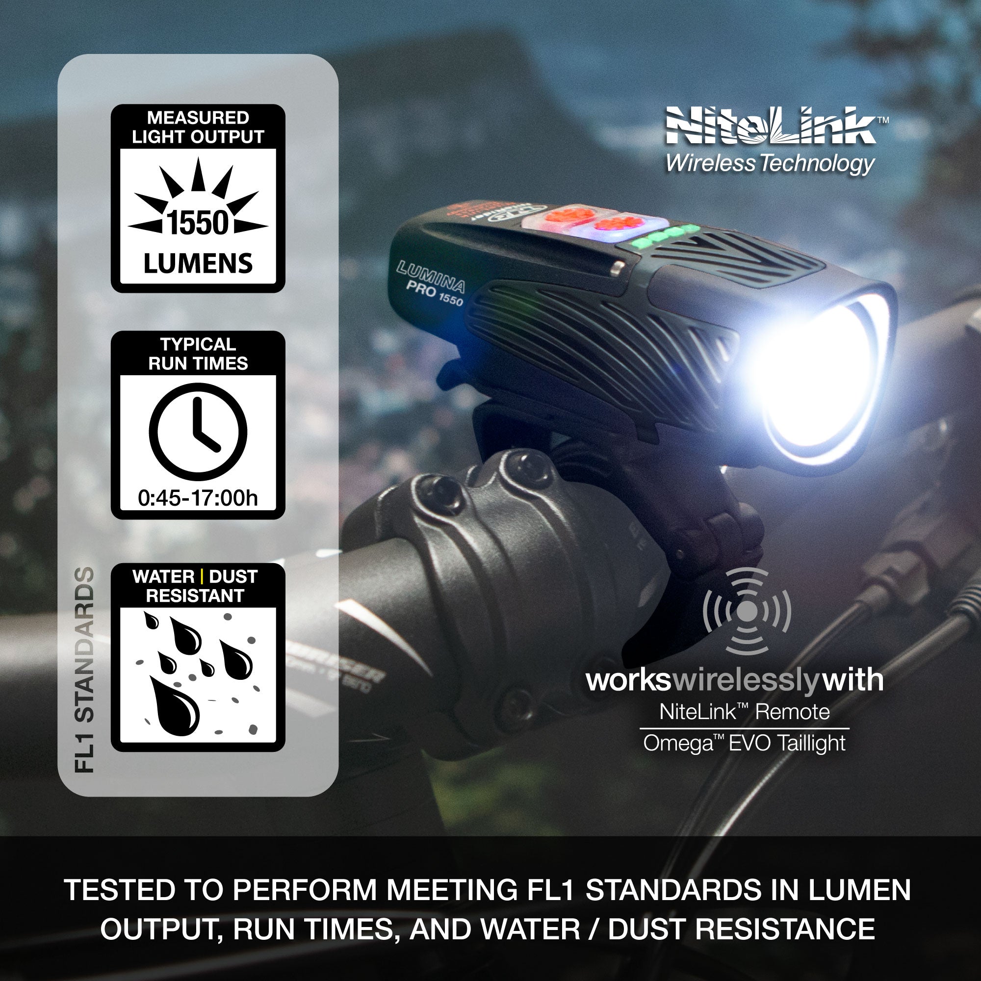 Lumina™ Pro 1550 Front Bike Light with NiteLink™