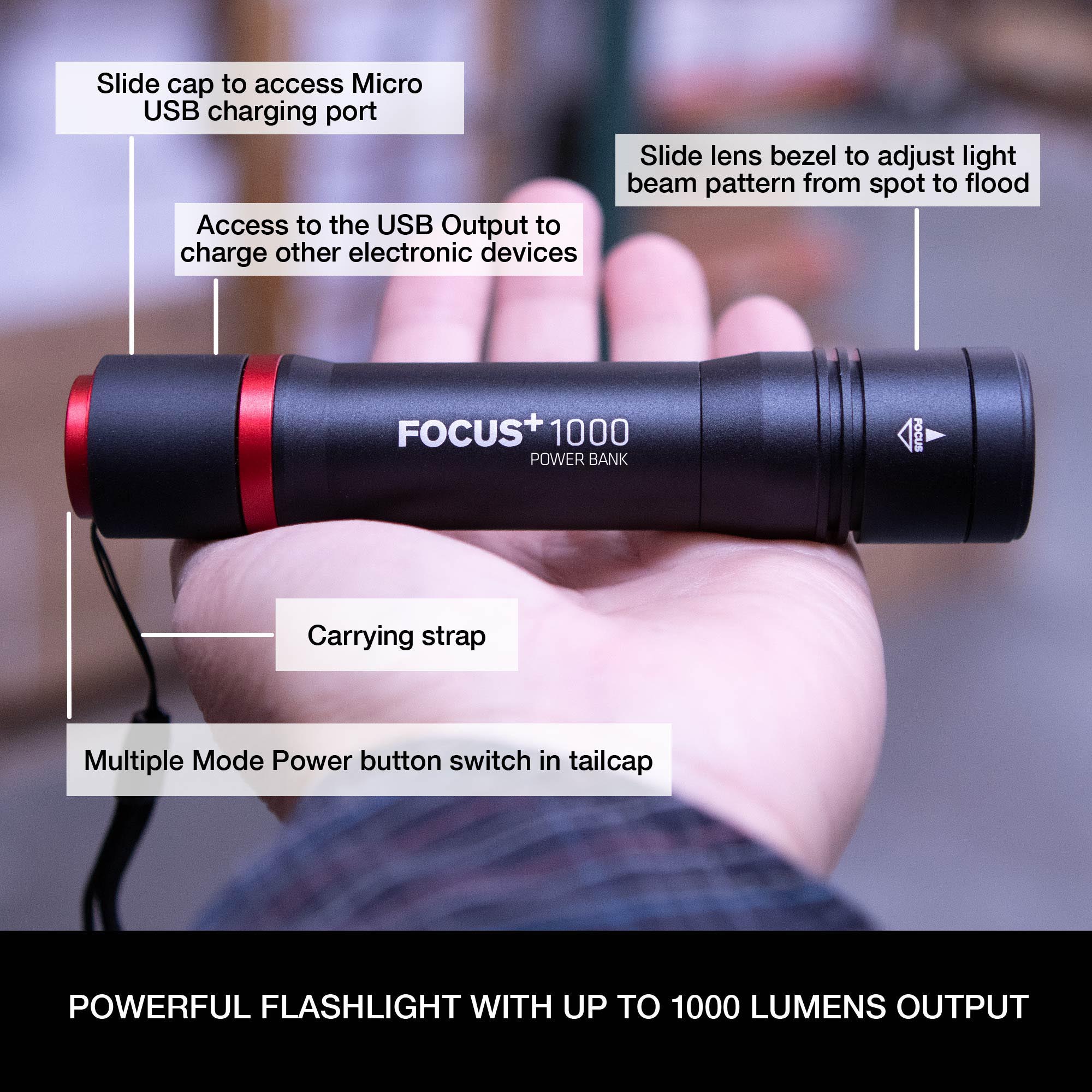 FOCUS+ 1000 with Power Bank Handheld Flashlight