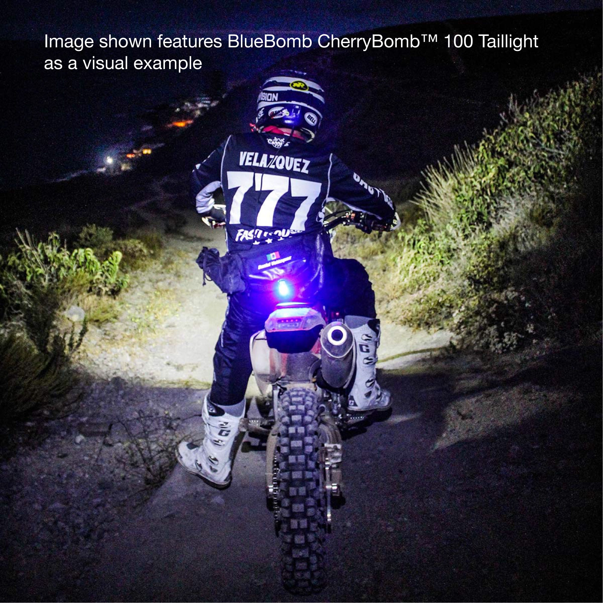 off-road mx motorcyclists safety blue taillight baja