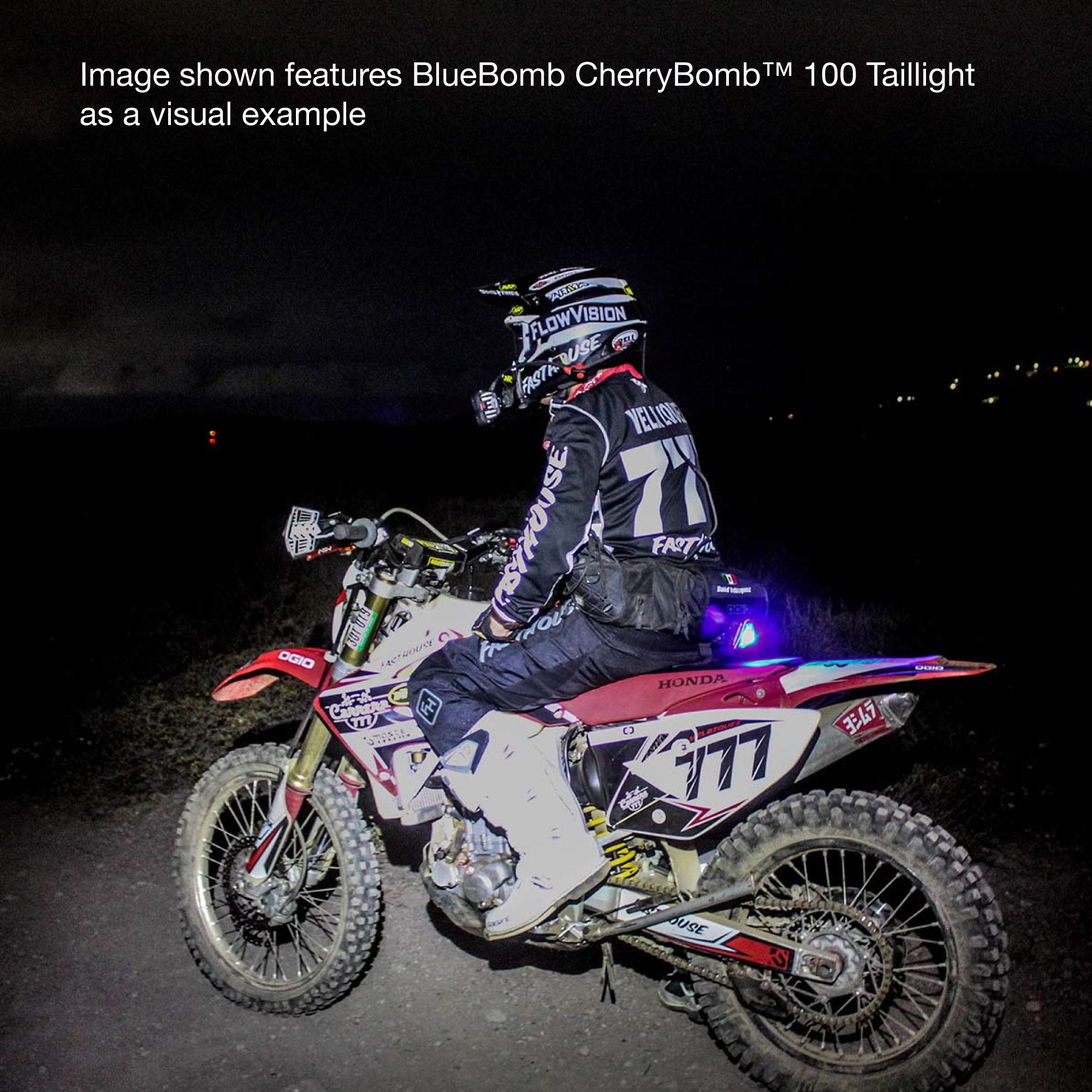 off-road mx motorcyclists safety blue taillight baja be seen